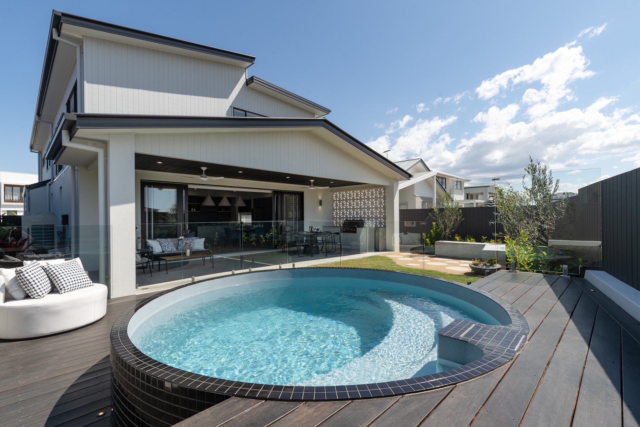 Plungie Arena 35m Round Semi Above Ground Plunge Pool In Blue Lagoon